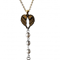 Collier AILES D'ANGE et perle Swarovski blanche CHAINE OR